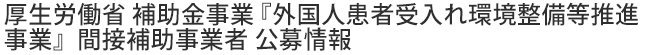 厚生労働省 補助金事業 『外国人患者受入れ環境整備等推進事業』間接補助事業者 公募情報